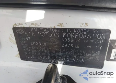 2004 Kia Sedona Ex/Lx from USA, damaged, VIN KNDUP131746515748